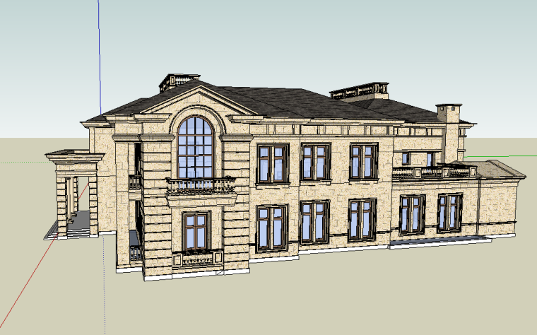 新古典会所建筑SU模型设计-场景三