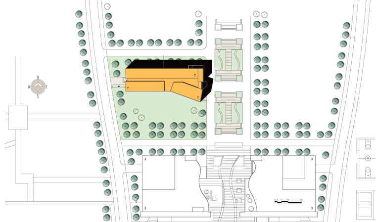 [甘肃]红砖面墙大学教学楼、图书馆及食堂、宿舍建筑（含CAD）-红砖面墙大学教学楼、图书馆及食堂、宿舍建筑总平面图