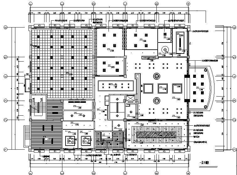 [浙江]包装集团办公大楼设计施工图（附效果图）-一层天棚图