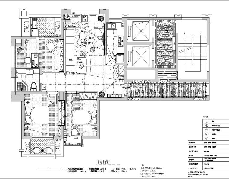 [福建]福州中茵上城国际室内施工图设计（包含CAD+实景图）-弱电布置图