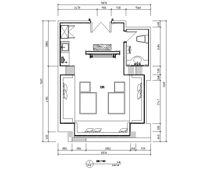 [江苏]百丽宫殿夜总会空间设计施工图（附效果图）-包厢平面图