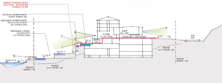 [台湾]遠雄悅來大飯店溫泉旅館景观方案文本（PDF+77页）-剖面图