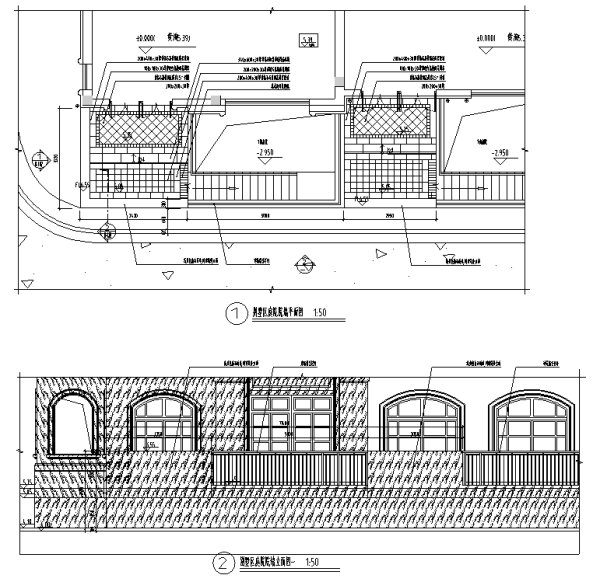 [江苏]低碳滨江生态高档别墅住宅精装景观全套施工图-庭院院墙设计详图