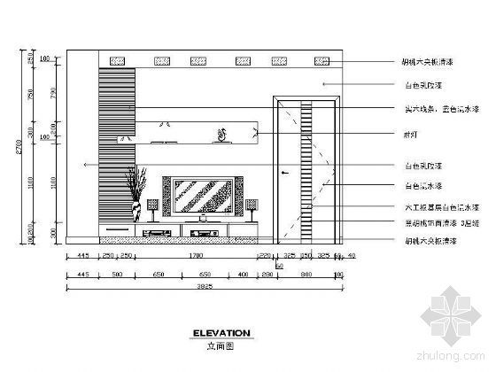 客厅影视墙案例资料下载-客厅电视背景墙立面