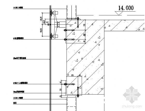 幕墙与楼板收口节点图资料下载-MQ2、MQ3四层楼板纵剖节点图