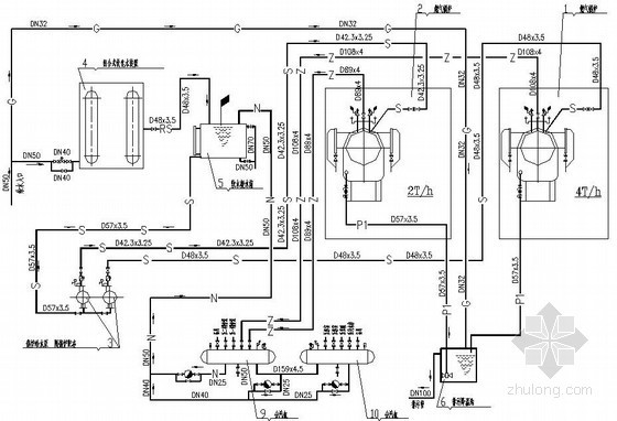 工业燃气锅炉房设计内容资料下载-某燃气锅炉房管路设计图纸