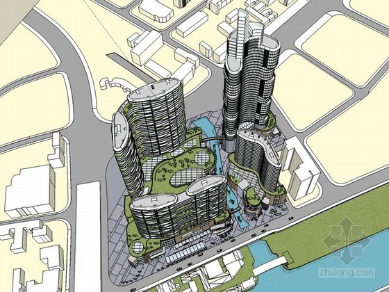 建筑商业中心cad资料下载-商业中心建筑SketchUp模型下载