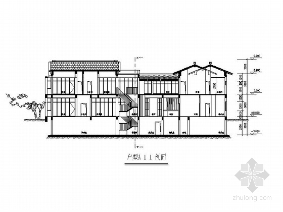 [江苏]现代风格别墅区规划设计方案（含效果图）-现代风格别墅区规划设计剖面图 