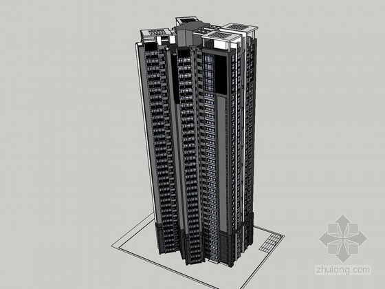 杭州高层住宅模型资料下载-点式高层住宅SketchUp模型下载