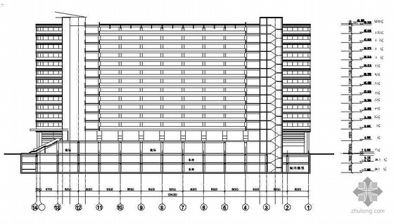 [杭州市]某十四层商业综合楼建筑施工图及室内装修施工图- 