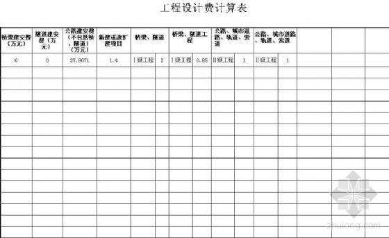 堤防工程设计计算资料下载-工程设计勘察收费计算表