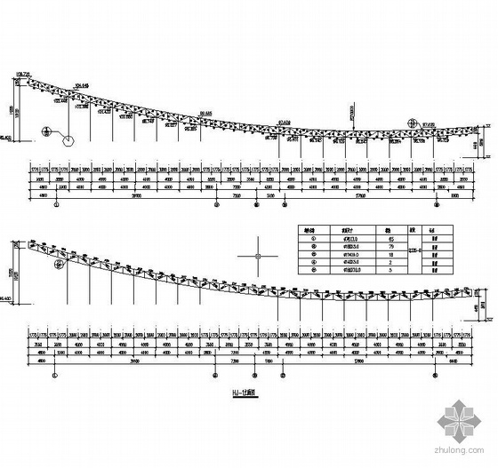 管桁架膜结构图纸资料下载-某超市屋面桁架结构图