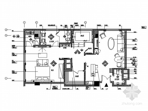 豪华套房CAD平面图资料下载-[重庆]现代简约酒店超级豪华套房室内设计施工图
