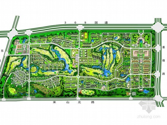 公园里居住区资料下载-[淄博]公园内居住区景观概念设计方案