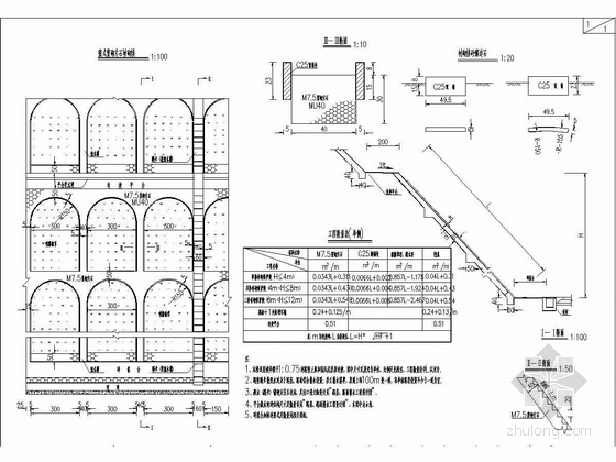 高速公路路基支挡、防护工程设计图135张（各式挡墙 护坡）-挖方浆砌拱型骨架护坡设计图