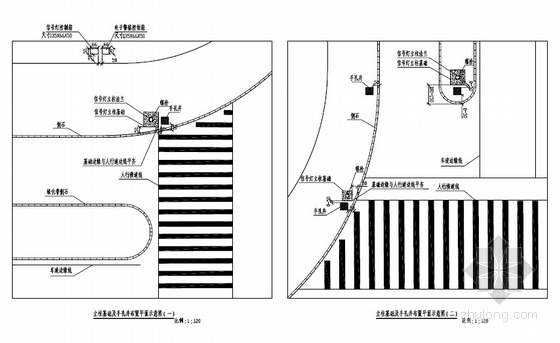 [浙江]城市道路改造工程交通设施图纸31张-立柱基础及手孔井布置平面示意图