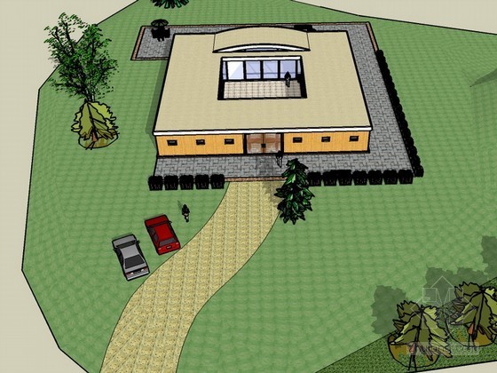 草图模型室外沙发资料下载-现代家居店建筑草图大师模型