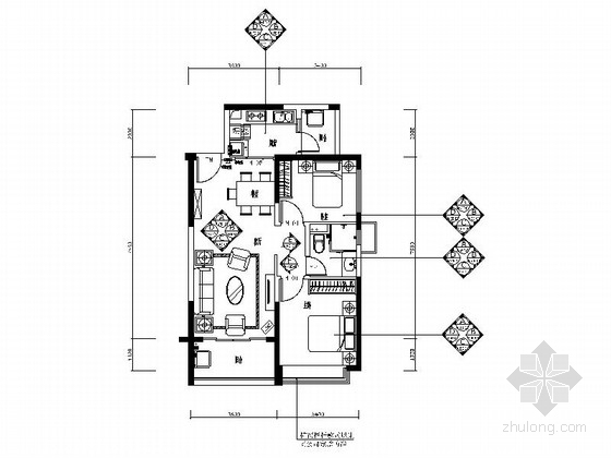 淋浴间地面资料下载-[广东]某花园小区两居室样板间竣工图