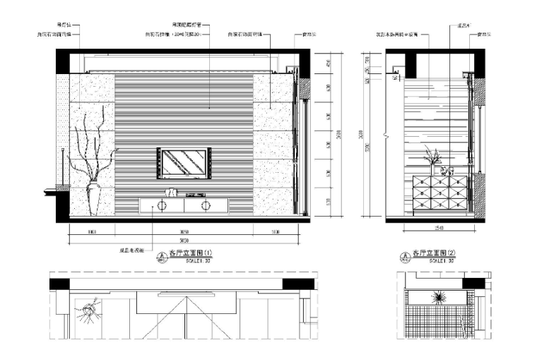 [上海]某欧式风格别墅住宅效果图及施工图-客厅立面图