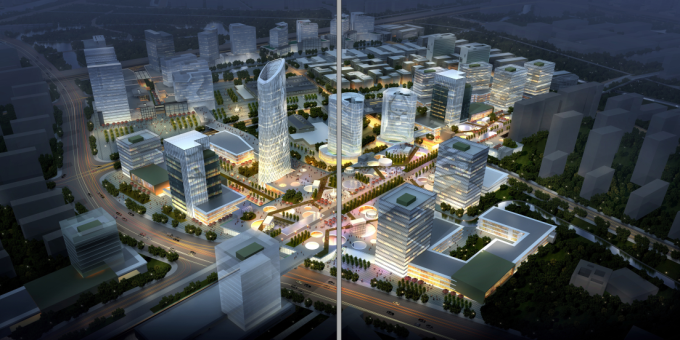 [浙江]多维灵动创意体验空间城市景观规划设计方案-核心区景观效果图