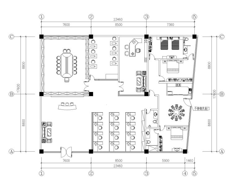 房屋精装修CAD图纸资料下载-某办公室精装修装饰设计施工图纸（CAD）