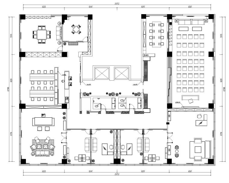 7层新中式住宅施工图资料下载-[山东]混搭--黄海城市花园七层办公平面装修施工图+效果图