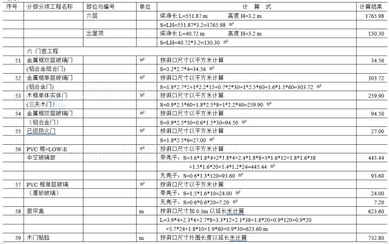 某宿舍楼工程量计算实例（含图纸）-8、门窗工程