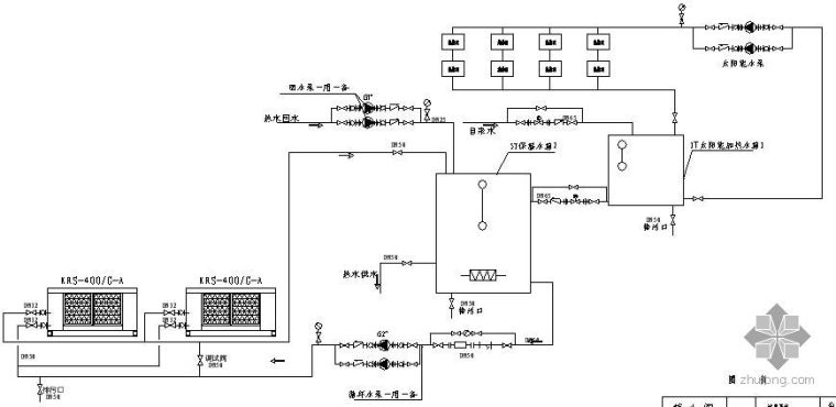 水冷热泵系统流程图资料下载-热泵&太阳能组合系统流程图
