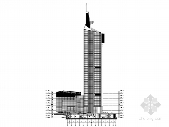 [江苏]37层企业办公楼建筑施工图（上海知名公司设计）-剖面图