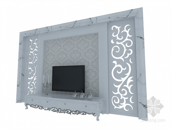 家装电视背景模型资料下载-电视背景墙3D模型下载