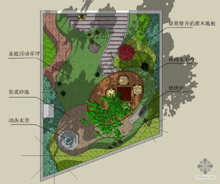 庭院园林景观设计图资料下载-私人庭院景观设计图