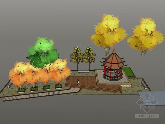 城市公园sketchup资料下载-城市小景观SketchUp模型下载
