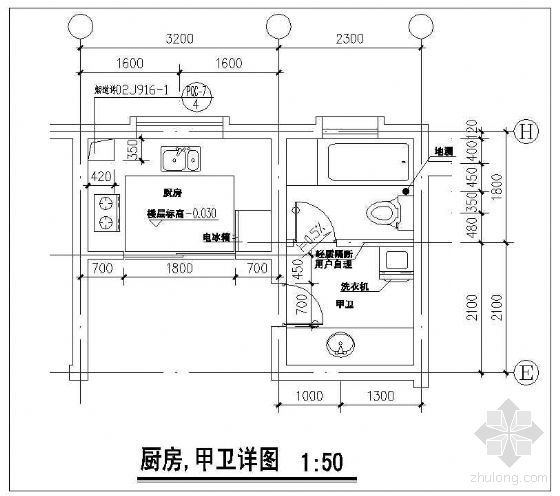 厨房卫生间地面施工工艺资料下载-厨房与卫生间详图