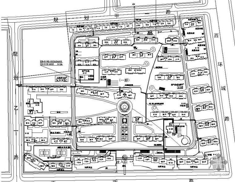 消防电话线穿管资料下载-某小区消防报警外线平面图