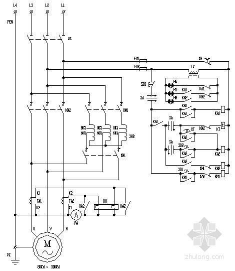 自耦降压启动原理资料下载-自耦降压启动装置电气控制原理图