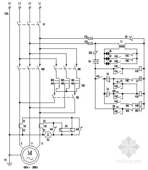 电机启动控制原理图资料下载-自耦降压启动装置电气控制原理图