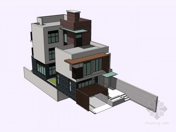 国外现代风格建筑别墅资料下载-现代风格别墅sketchup模型下载