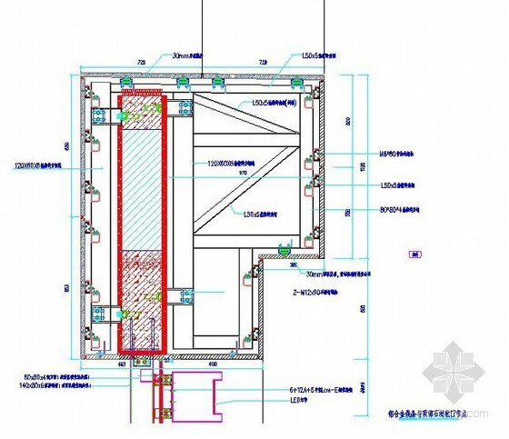 铝合金暖气罩CAD资料下载-铝合金线条与顶部石材收口节点详图