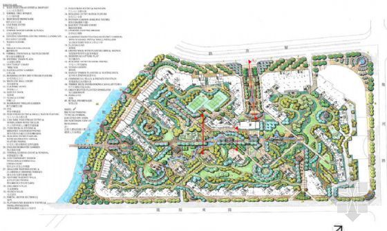 高档居住区规划总平图手绘资料下载-连云港居住区景观施工图手绘图片