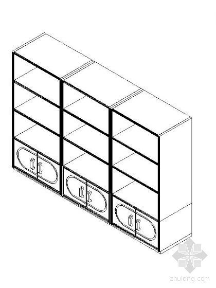书柜柜子CAD图块资料下载-书柜CAD三维图块6