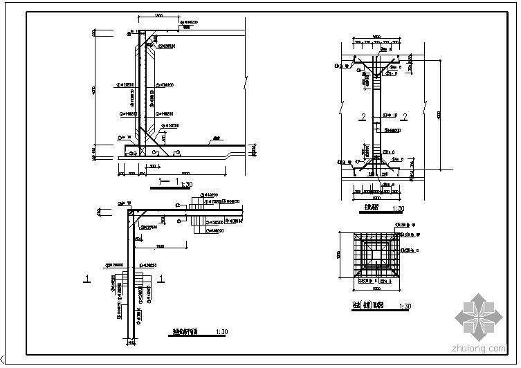 CAD水池配筋图资料下载-某工程地下水池配筋图以及柱配筋节点构造详图