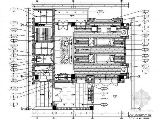 施工图vip资料下载-[三亚]风景度假区国际酒店休闲VIP室装修施工图