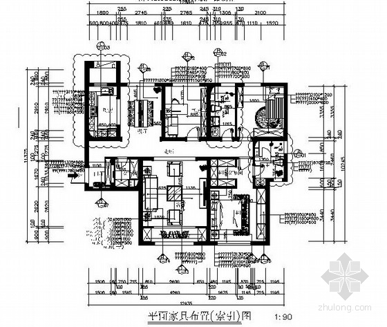 新古典主义风格的住宅资料下载-[原创]新古典主义风格三居室室内报审施工图