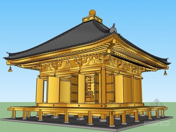 木质棚架su模型资料下载-木质建筑SketchUp模型下载