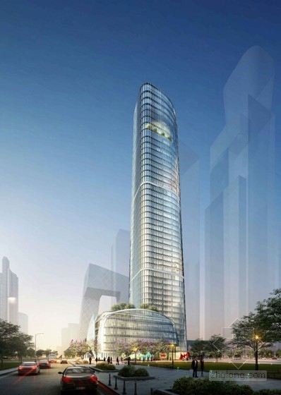 [北京]CBD核心商务区金融中心办公塔楼建筑设计施工图（44层 220米高）-金融中心办公塔楼效果图 