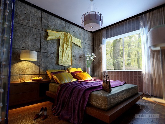 混搭风格的小酒店公寓资料下载-混搭风格卧室3D模型下载