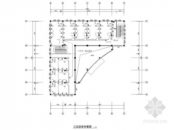 [黑龙江]综合办公楼电气施工图-三层插座布置图 