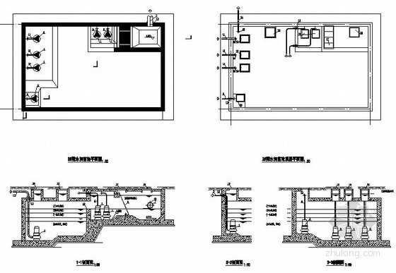 雨水泵房详图资料下载-小区雨水利用泵房及水池大样图