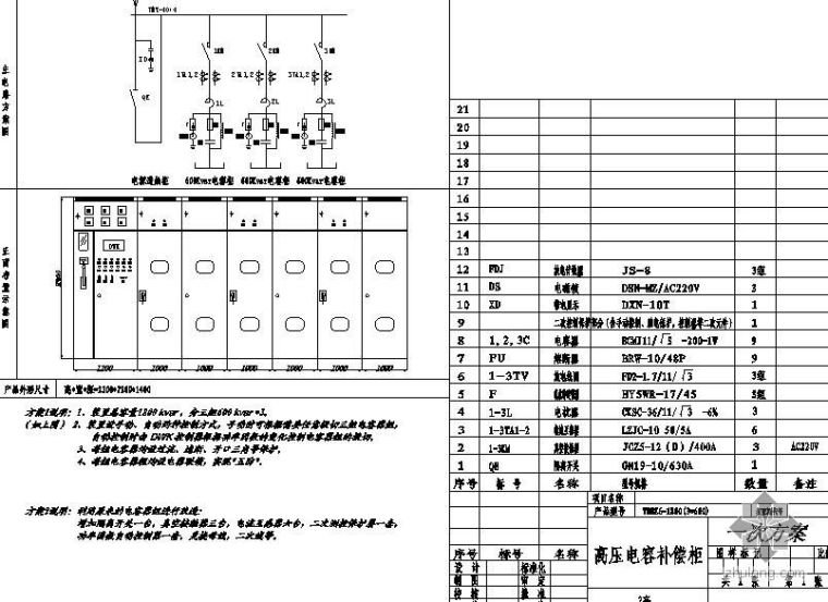 高压电容补偿柜装置资料下载-某6kV电容自动补偿方案图