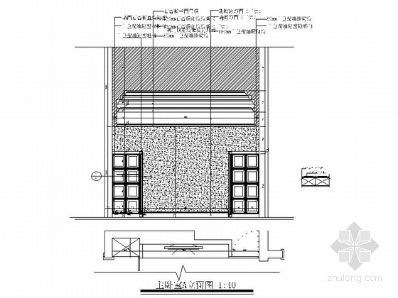 豪华欧式风格三层别墅样板间装修施工图主卧室立面图